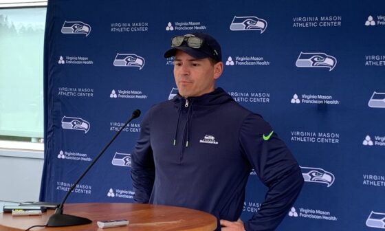 [Bell] Mike Macdonald says his Seahawks have about 20% of his defense installed. Players having some trouble in OTAs with checks.   Macdonald has the walkie-talkie calling the defensive plays at practices