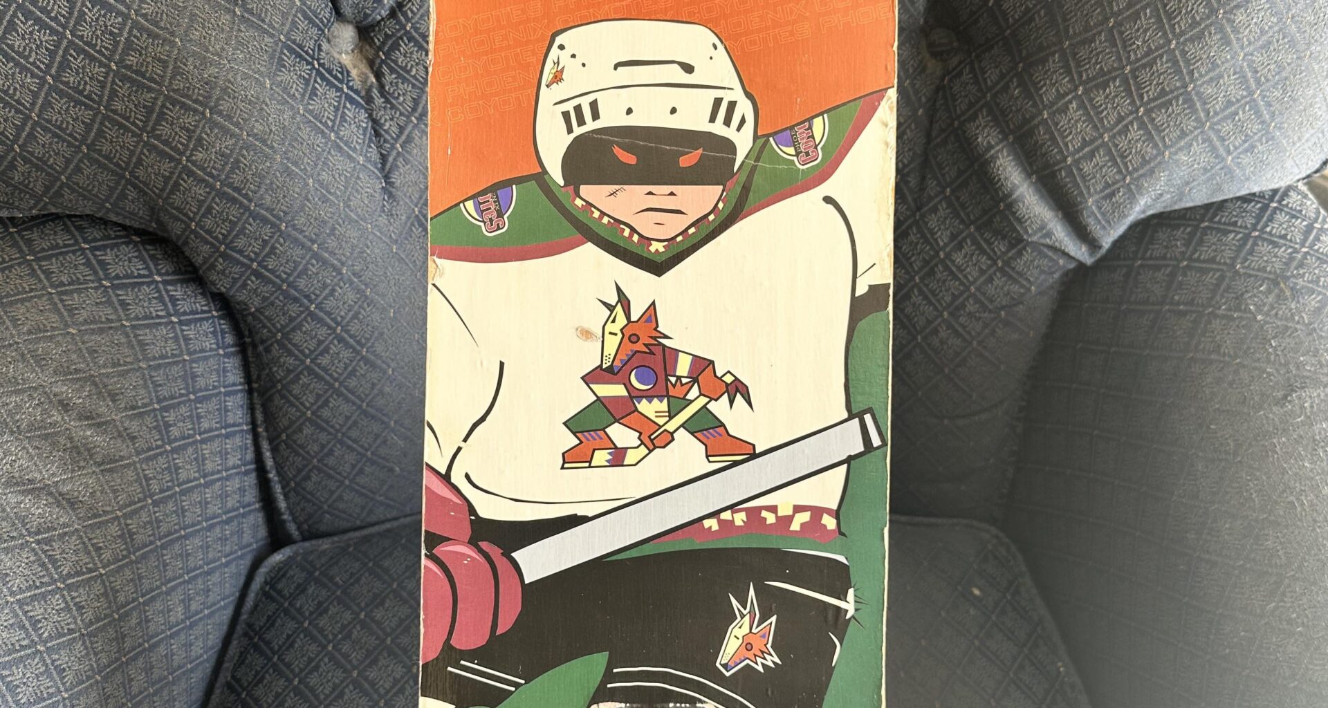 Thought I’d share my Phoenix Coyotes Skateboard I found in my old stuff. She’s a bit worn but cool I think.