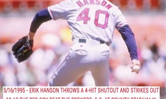 Erik Hanson stymies the Milwaukee Brewers on this day 29 years ago.