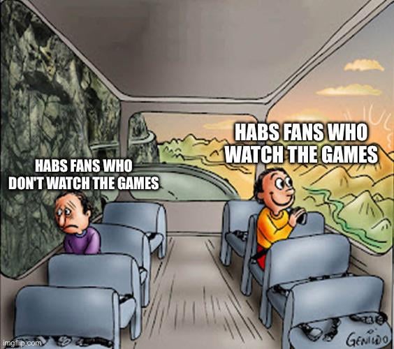 "I don't watch the Habs because they suck" vs "VIVA SLAFKOVSKY VIVA SLAFKOVSKY"