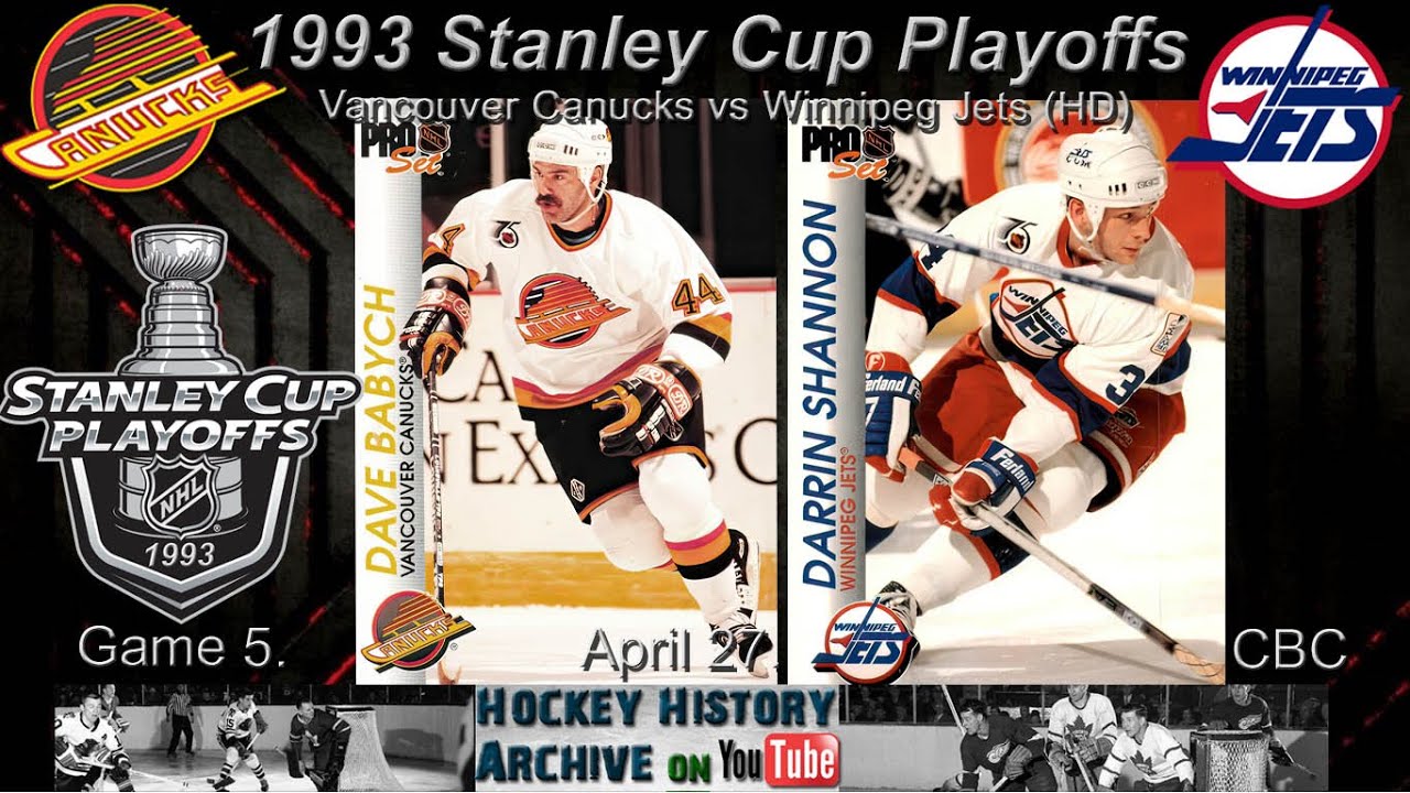 1993R1G5 Vancouver Canucks vs Winnipeg Jets (HD HQ CBC). Game 5. 1993 NHL Playoffs.