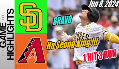 San Diego Padres vs D-backs [Ha-Seong Kim 3-Run HomeRun] June 8, 2024 | Great start for Padres! ⚡