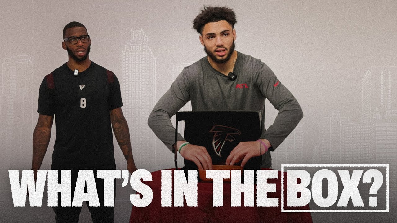 Kyle Pitts and Drake London compete in What's in the Box challenge | Atlanta Falcons