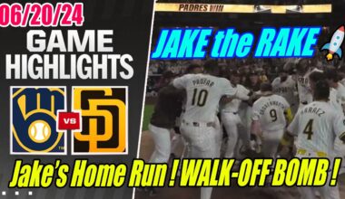 San Diego Padres vs Milwaukee Brewers [FULL GAME] June 20, 2024 | OMG! JAKE WALK-OFFS BOMB !