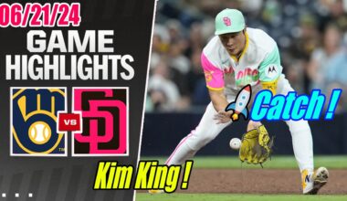 San Diego Padres vs Milwaukee Brewers [Game Highlights] June 21, 2024 | Great Catch ! Kim King !