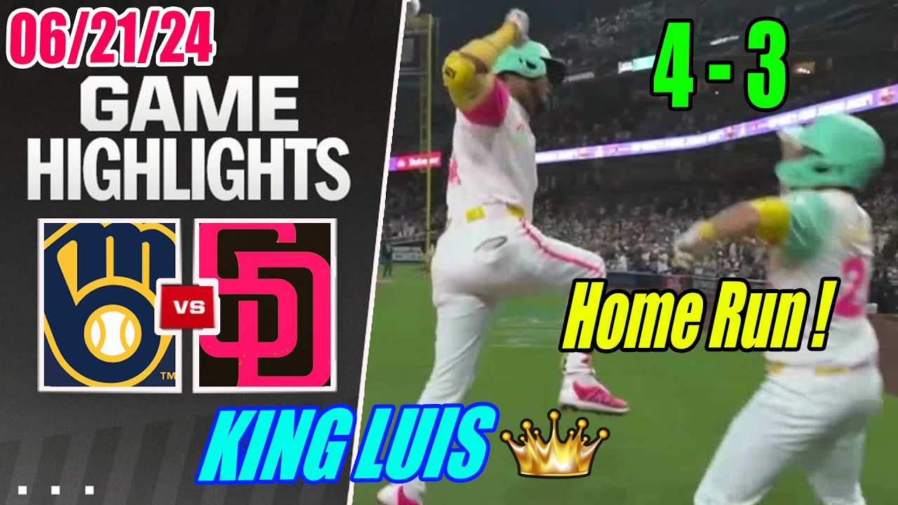 Padres vs Brewers Full Highlights June 21, 2024 | Luis's 2-Run Home Run !