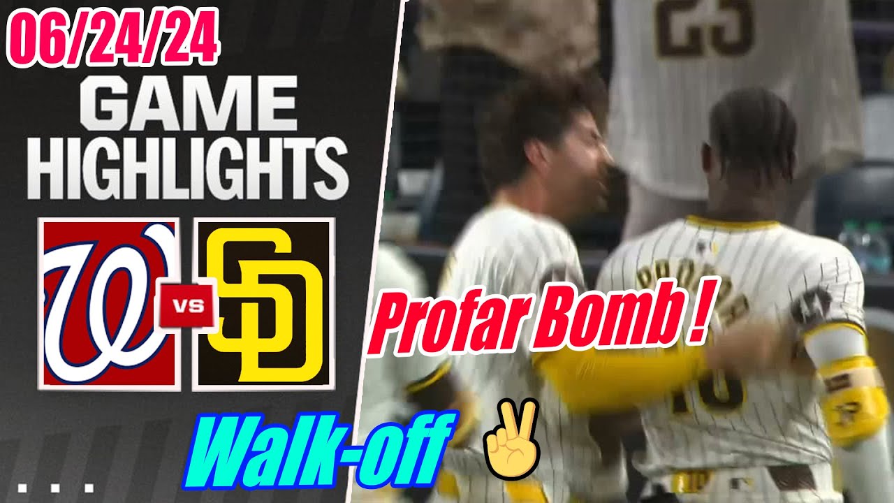 Padres vs Nationals [Extra Innings 10 Highlights] June 24, 2024 | Profar Walk off ! 4 runs comeback!