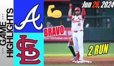 Braves vs Cardinals [Highlights] 6/26/24 | Alec Burleson is really quick⚡ Cardinals GET 2 on board!