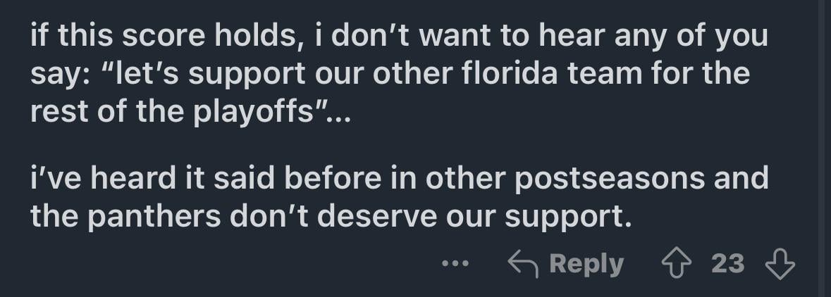 Now that Florida is in the finals, i want to remind everyone of a post i made the day we were eliminated.