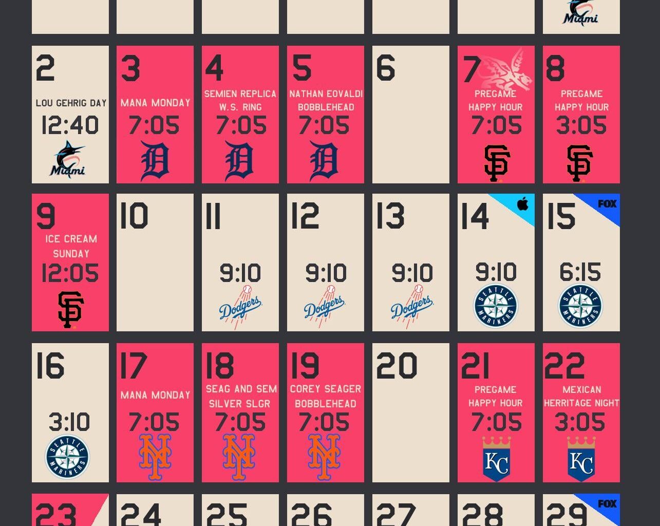 Here’s the JUNE schedule