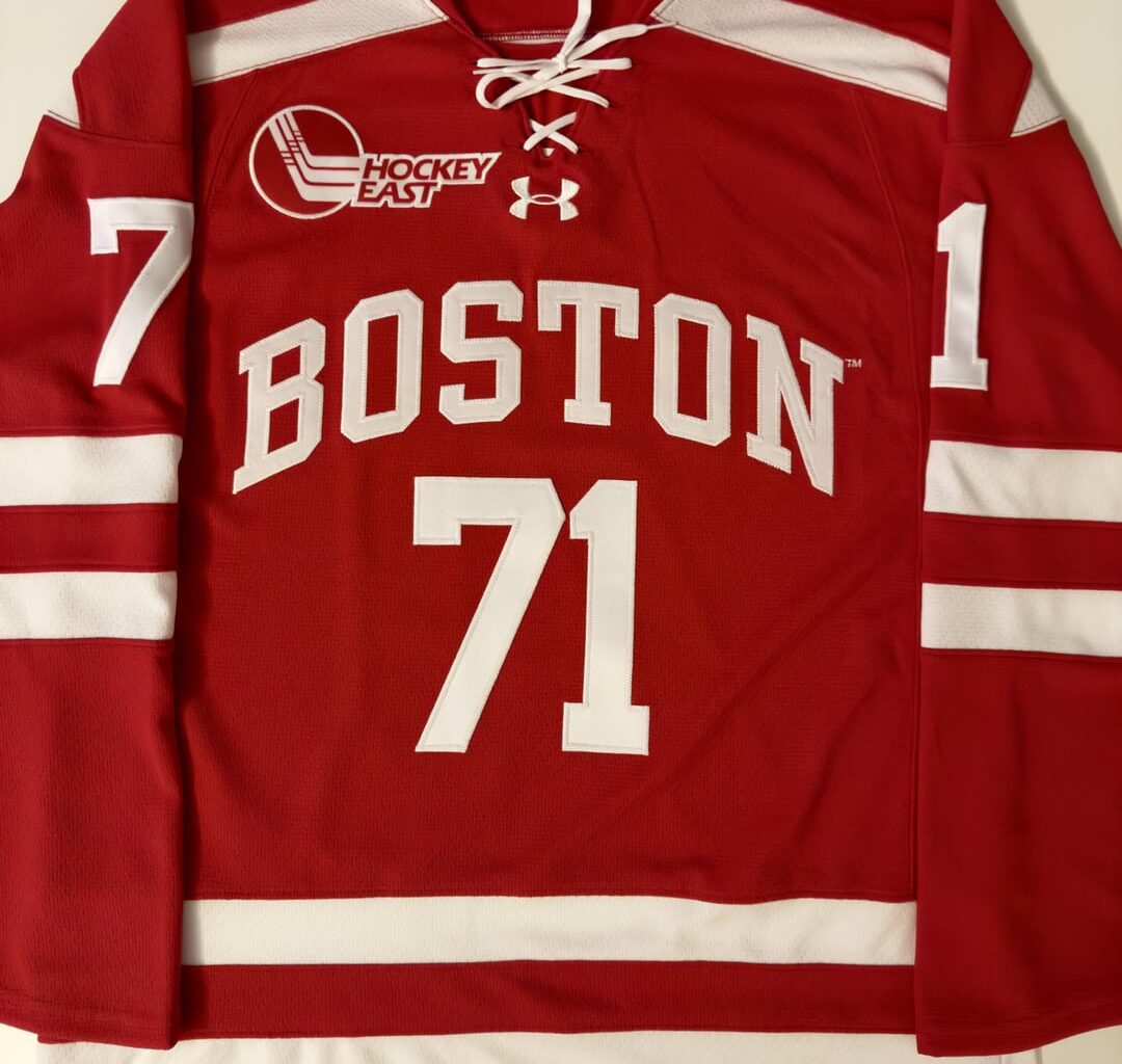 Played it safe and did a Boston University Celebrini Jersey