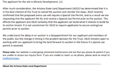 Arizona Land Department Press Release About Auction Cancellation