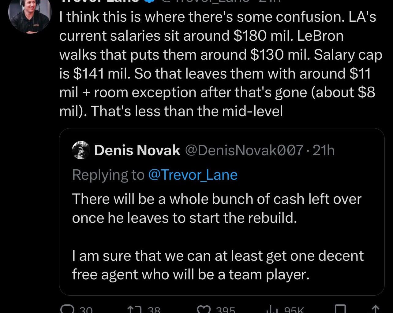 For the people who seem to think that a max contract roster spot would open up if Bron left