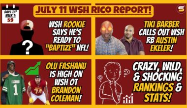 😳WSH Rookie Ready to "Baptize" NFL! Tiki Barber Calls Out Austin Ekeler! CRAZY STATS & RANKS! & More