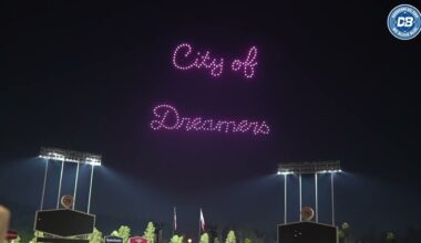Dodger Stadium drone show highlights Los Angeles City Dodgers Connect elements