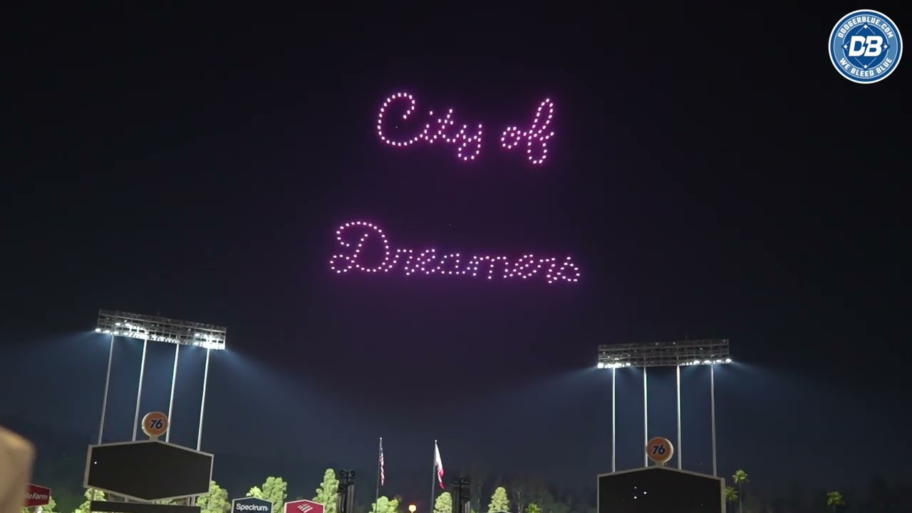 Dodger Stadium drone show highlights Los Angeles City Dodgers Connect elements