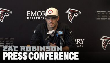 Zac Robinson talks new offense, first day of full pads at 2024 AT&T Training Camp | Atlanta Falcons