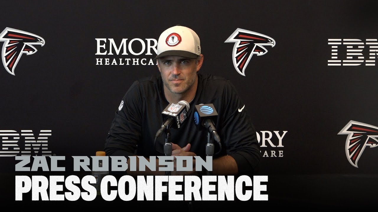 Zac Robinson talks new offense, first day of full pads at 2024 AT&T Training Camp | Atlanta Falcons