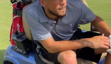 Devin Booker getting in a round of golf in Abu Dhabi with Steph and Tatum