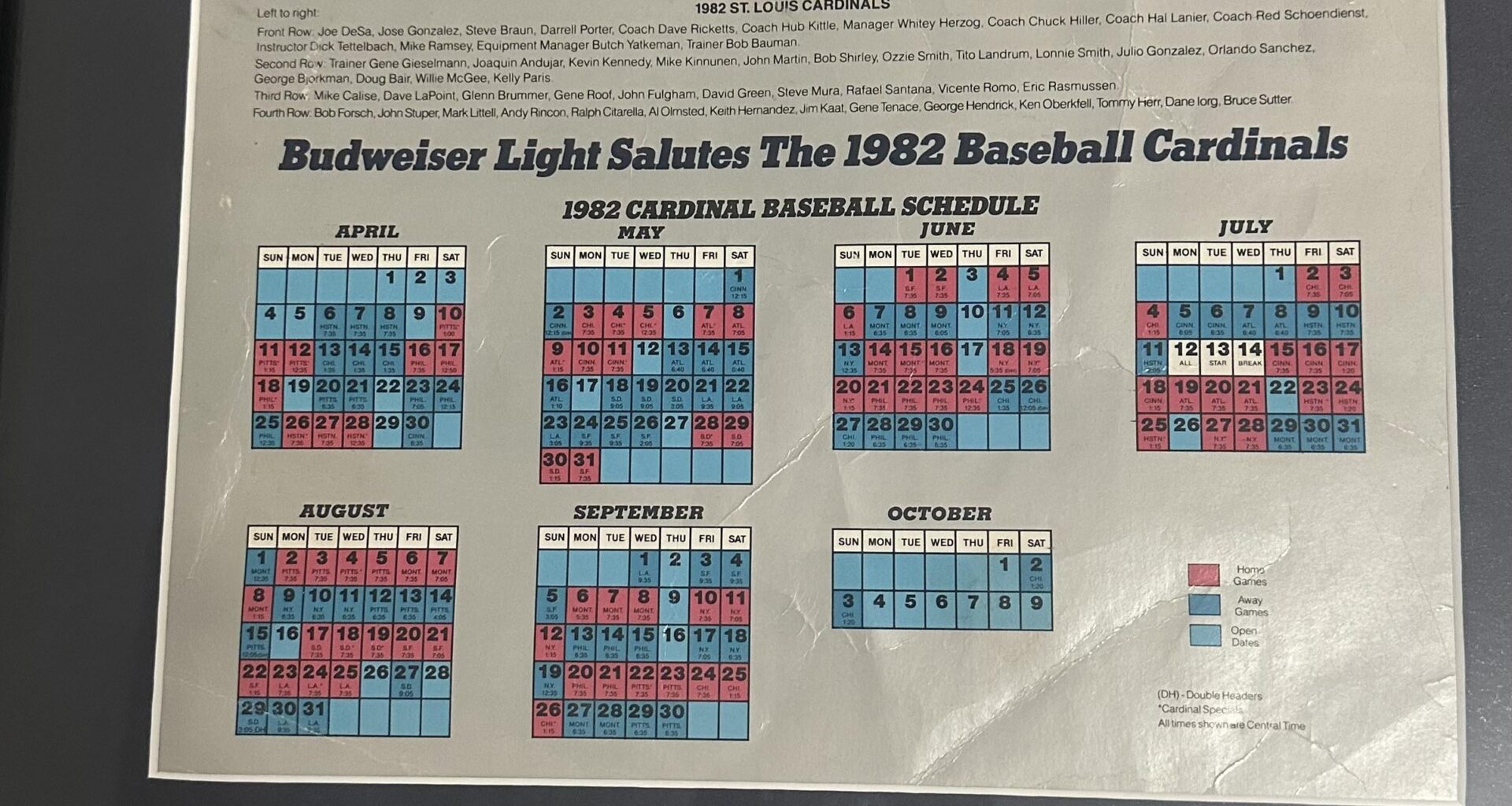 1982 Schedule