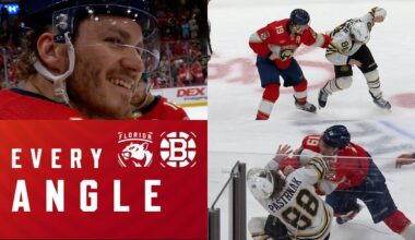 EVERY ANGLE: Tkachuk & Pastrnak DROP THE GLOVES! 🥊