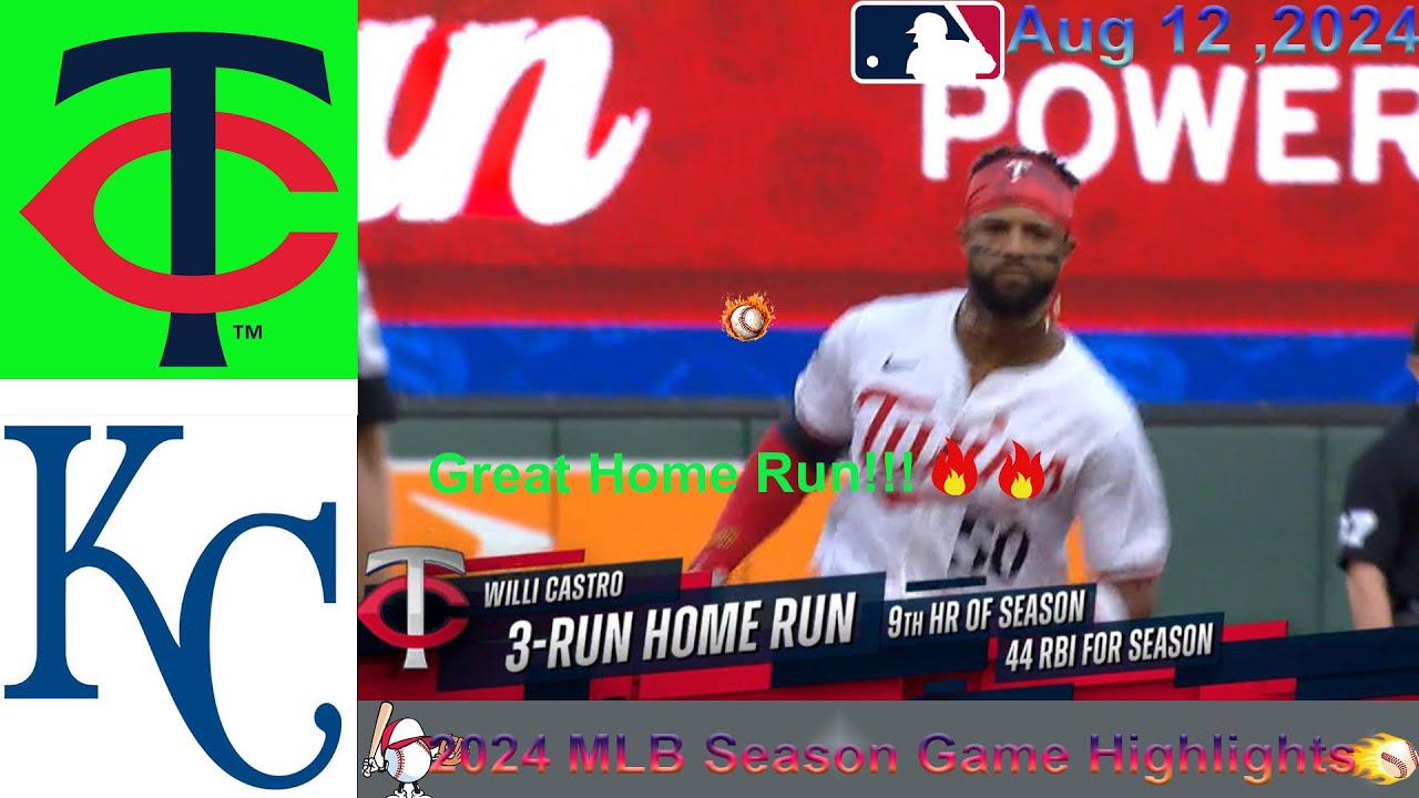 Minnesota Twins vs Kansas City Royals inning 3-5 Game Highlights -MLB 8/12/2024-MLB Season 2024.