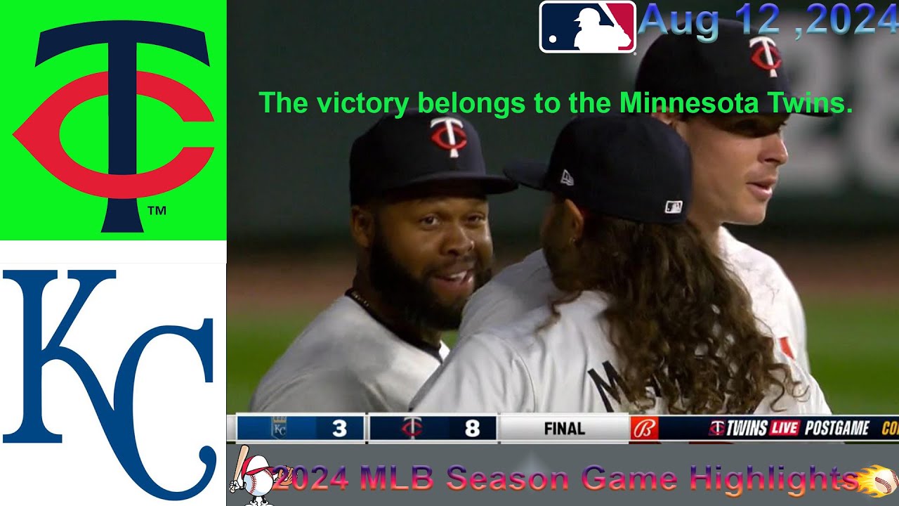 Minnesota Twins vs Kansas City Royals inning 8-9 Game Highlights -MLB 8/12/2024-MLB Season 2024.