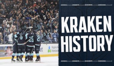 Vince Dunn scores the first Kraken goal at Climate Pledge Arena