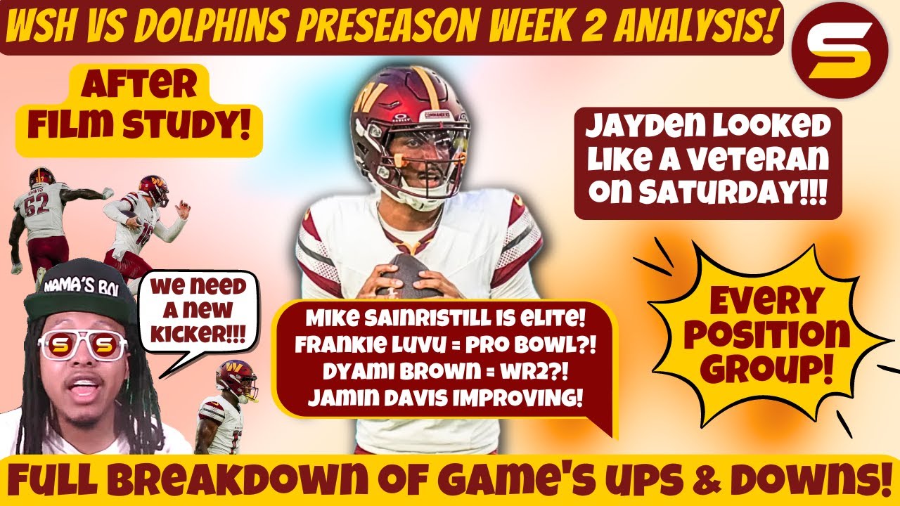 🔥Jamin Davis Stock!🔥 WSH vs Dolphins PreSeason Week 2 Review! EVERY Position Group Analysis! 📈