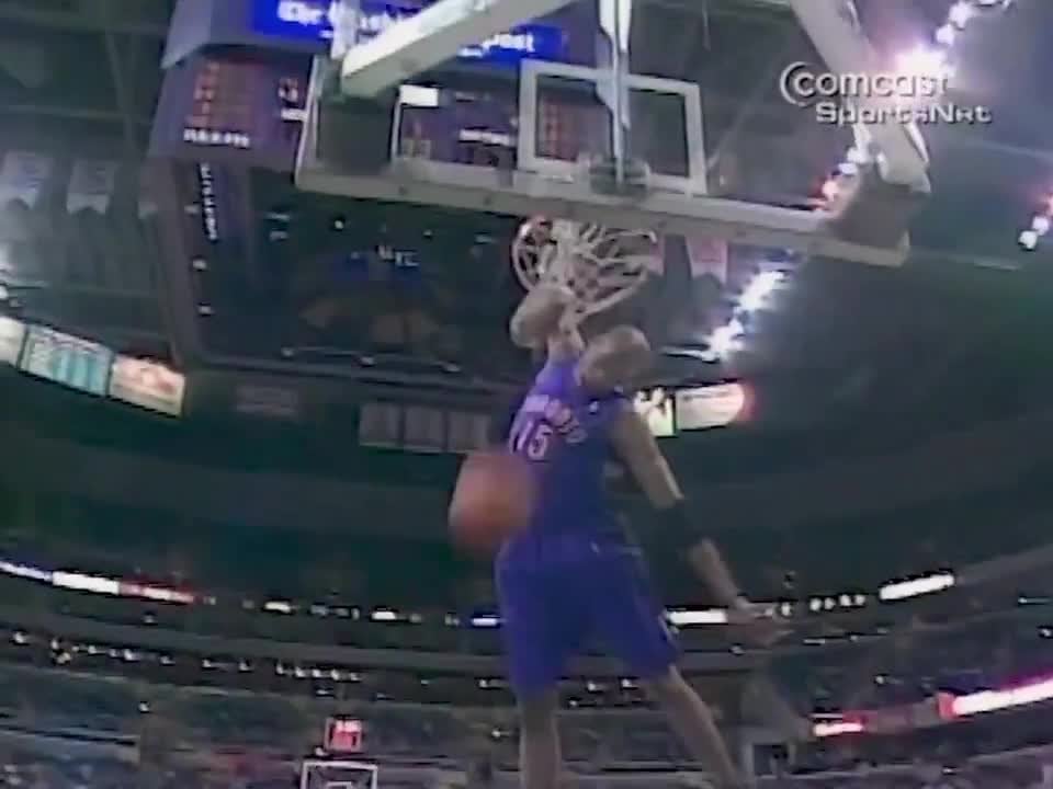 18th April, 2001 - Raptors vs Wizards - Vince Carter scores 34 points and pulls off a sneaky in-game elbow dunk.