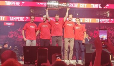 Aleksander Barkov’s Cup celebrations, Nokia Arena, Tampere