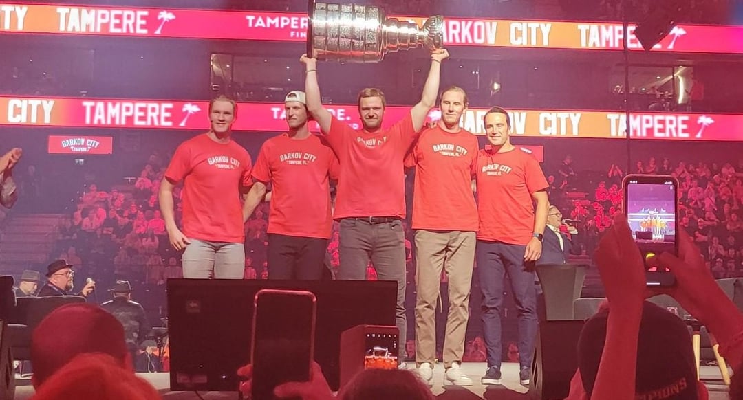 Aleksander Barkov’s Cup celebrations, Nokia Arena, Tampere