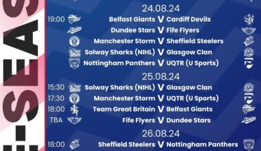 EIHL 2024 pre-season fixtures include multiple U Sports teams,  European clubs and a national team