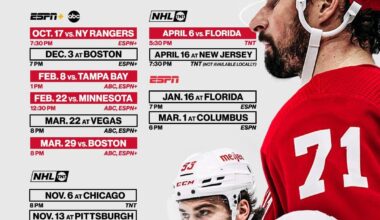 Detroit Red Wings National tv schedule (via: DetroitRedWings/X)