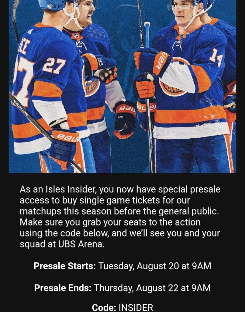 Fyi, presale for tickets just started