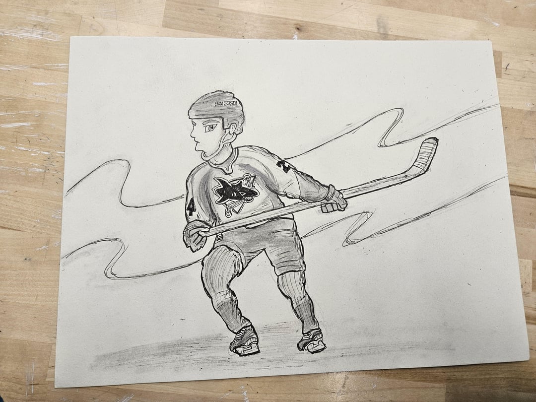 Does anyone know the name of this San Jose Sharks player? I drew him during art class, but I wasn't sure who he was! He wore the number 24! He seems pretty cool.