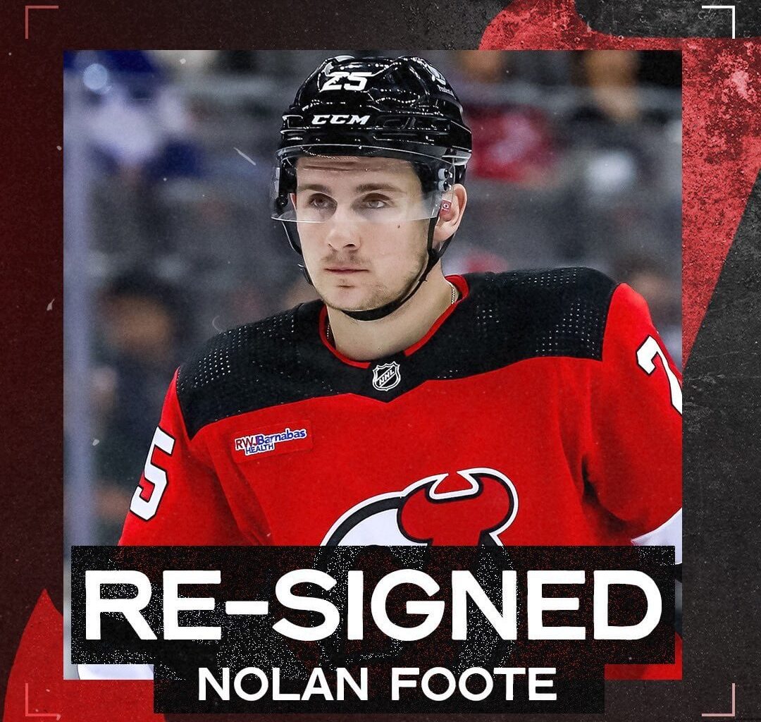 [New Jersey Devils]- NEWS: We have re-signed RFA forward Nolan Foote to a one-year, two-way deal.
