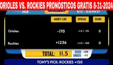 Baltimore Orioles vs Colorado Rockies 8/31/2024 Pronósticos GRATIS de la MLB para Hoy