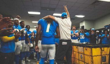 Jim Harbaugh Locker Room Victory Speech vs Panthers | LA Chargers