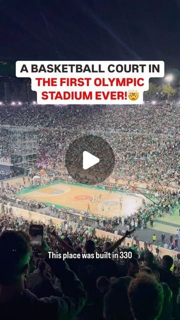 "A basketball court in the FIRST OLYMPIC STADIUM EVER?!🤯 📍Panatheniac stadium, Athens, Greece