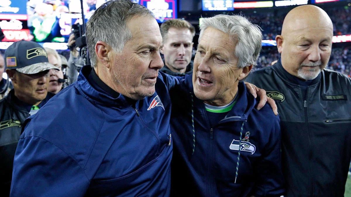 Sunday marks the first time the Patriots play the Seahawks without either Belichick or Carroll present as head coach since 1993.
