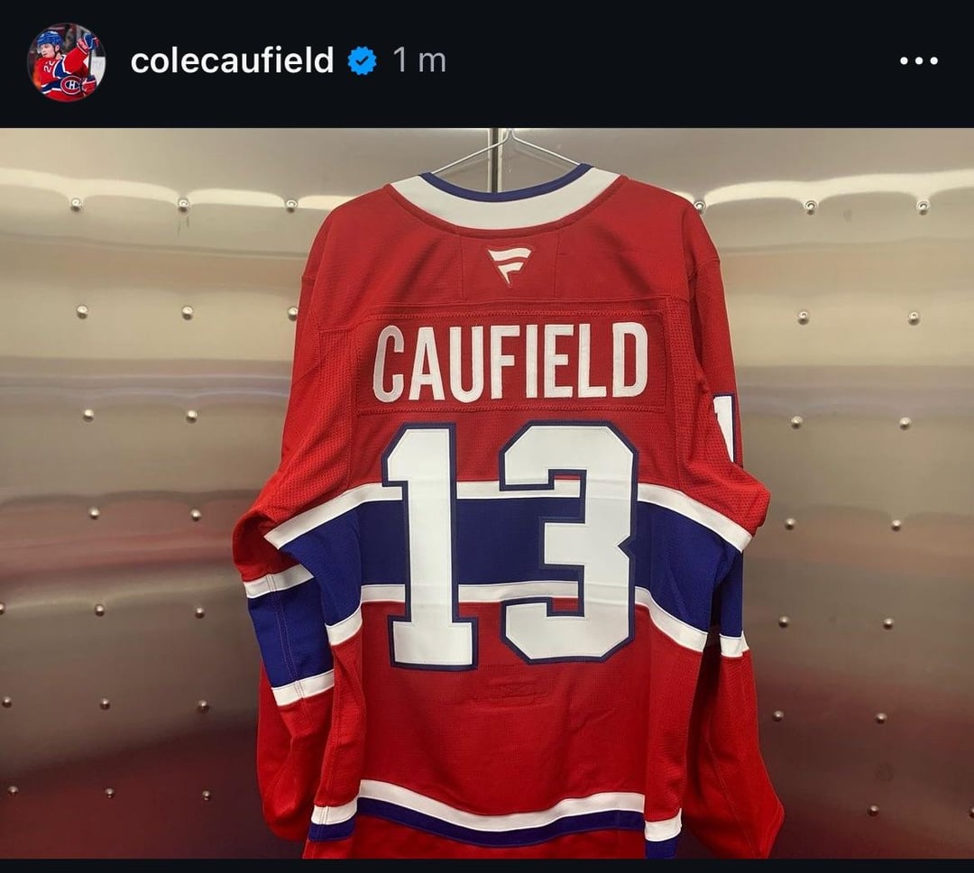 Cole Caufield will wear #13 in the upcoming season in honor of Johnny Gaudreau.