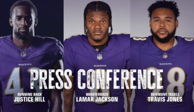 Lamar Jackson, Justice Hill, Travis Jones Media Availability | Baltimore Ravens