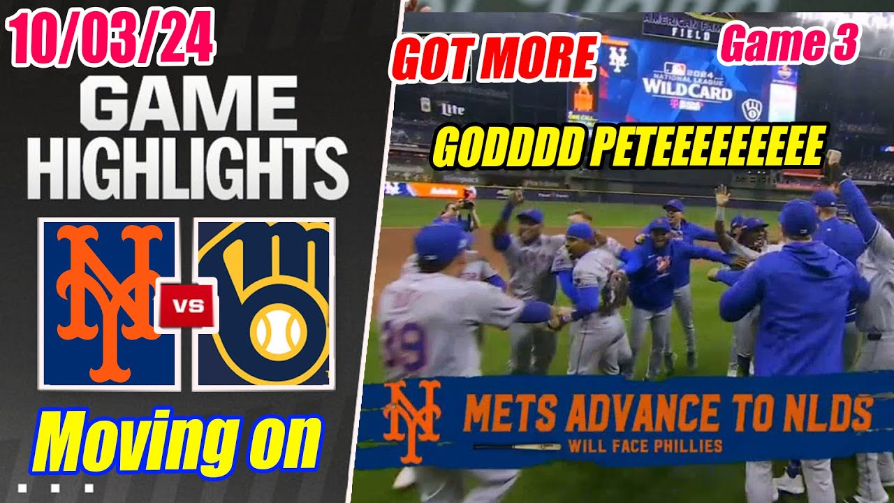 New York Mets vs Milwaukee Brewers [FULL GAME 3] Oct 3, 2024 NL Wild Card | MLB Highlights 2024