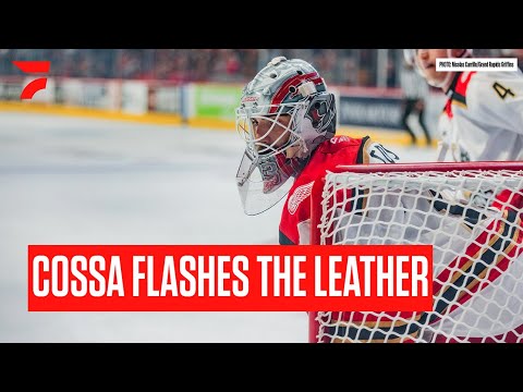 Detroit Red Wings Prospect Sebastian Cossa Makes Spectacular Glove Save Late In Game