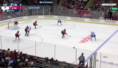 Brayden Point scores a powerplay goal against the New Jersey Devils