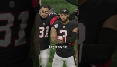 "Easy Money Koo" Jessie Bates III on the mic during Younghoe Koo's game-winning kick! 🎙️ #nfl