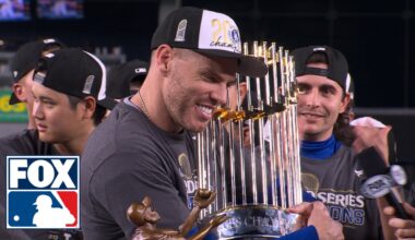 Los Angeles Dodgers' World Series Trophy ceremony, Freddie Freeman wins MVP | MLB on FOX
