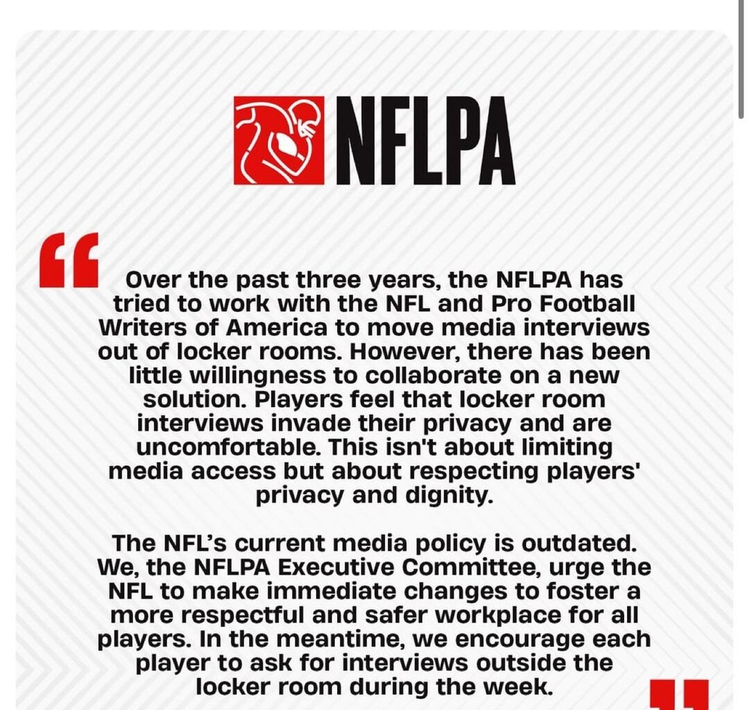 [NFLPA] Statement on behalf of our Executive Committee regarding the locker room media policy.