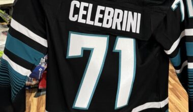 selling 2xl black cali fin celebrini jersey